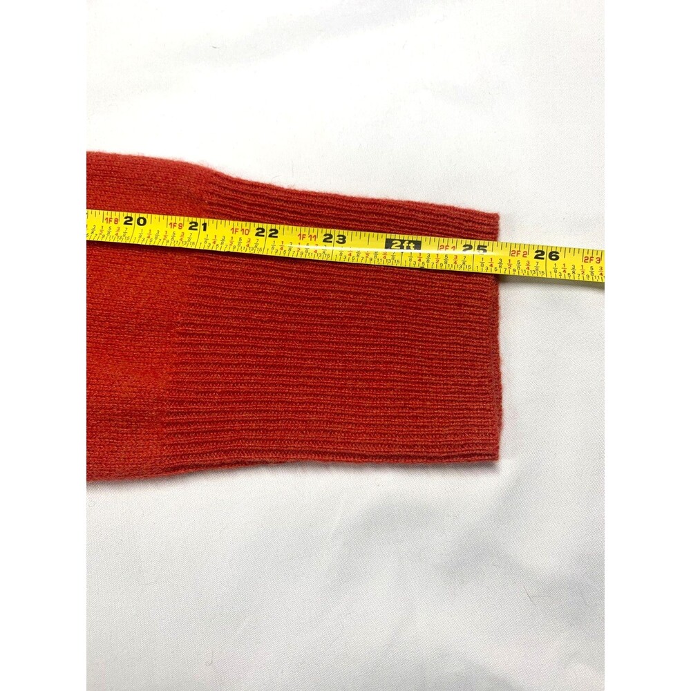 Only Mine Cashmere Sweater Large L Red Orange V-Neck Knit Luxury - Picture 5 of 7